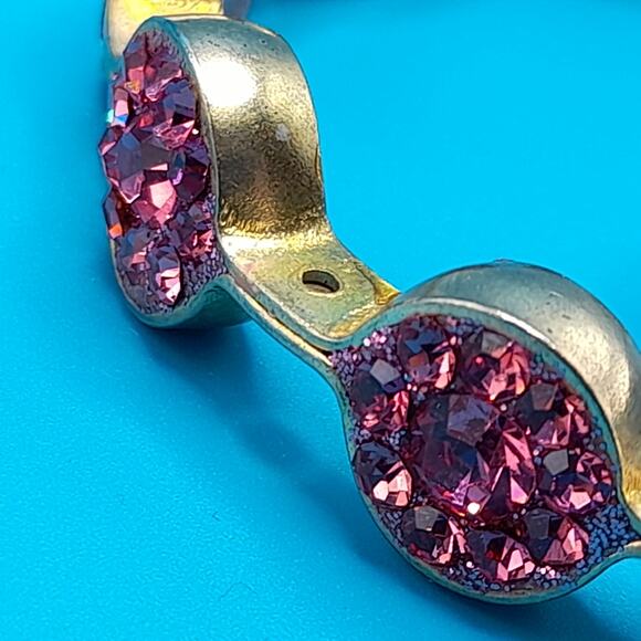 Vintage Pink Rhinestone Bangle Bracelet, Old Stock New W/ Tags, Made India - Picture 10 of 10